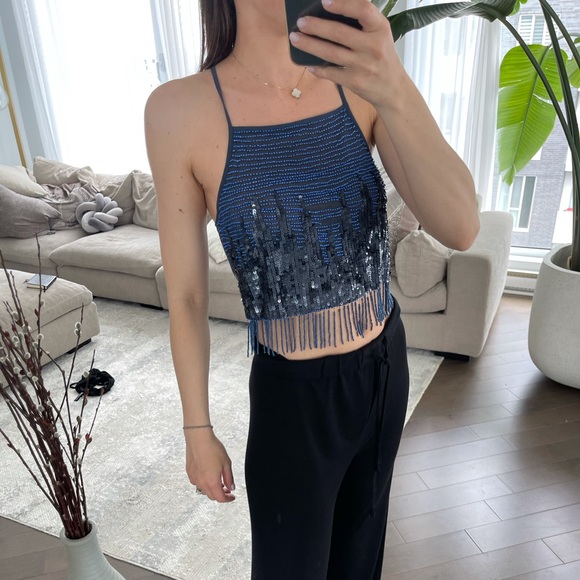 Blue beaded crop - Picture 4 of 9